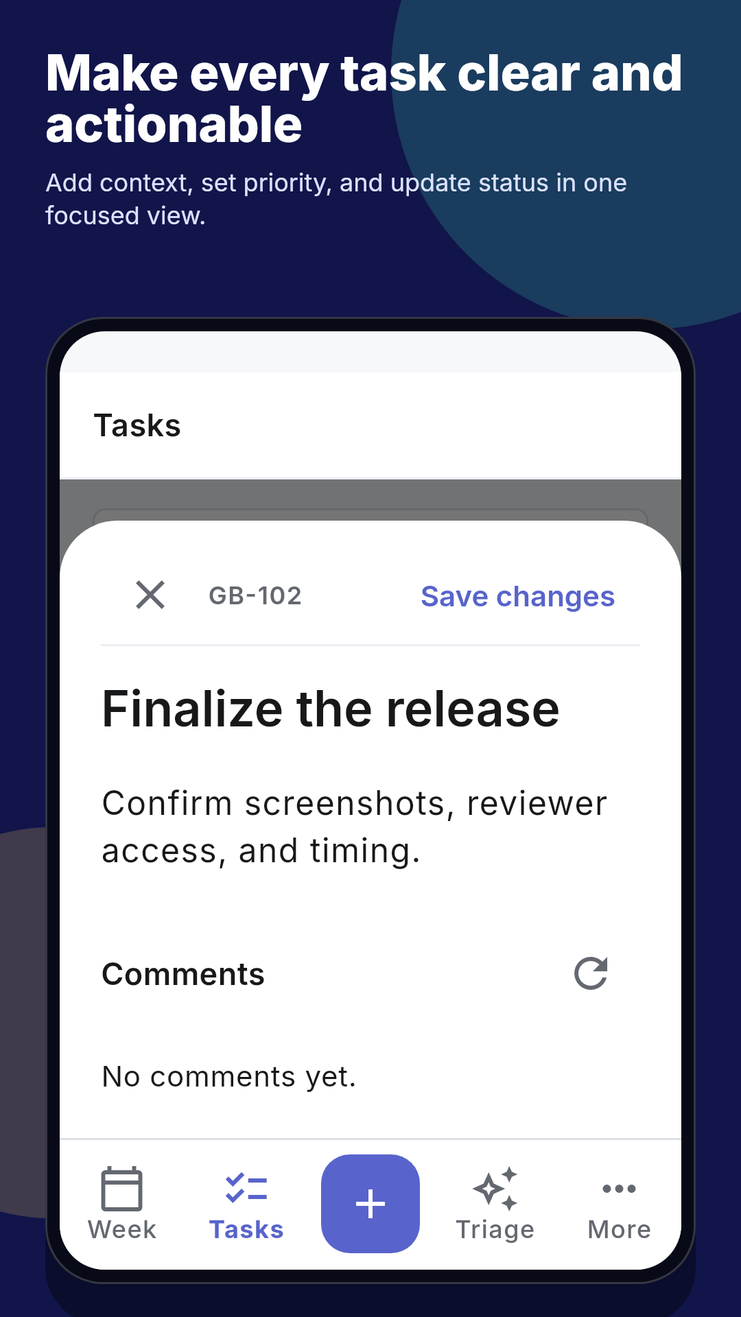 Getsbetter task detail screen with scheduling and priority controls